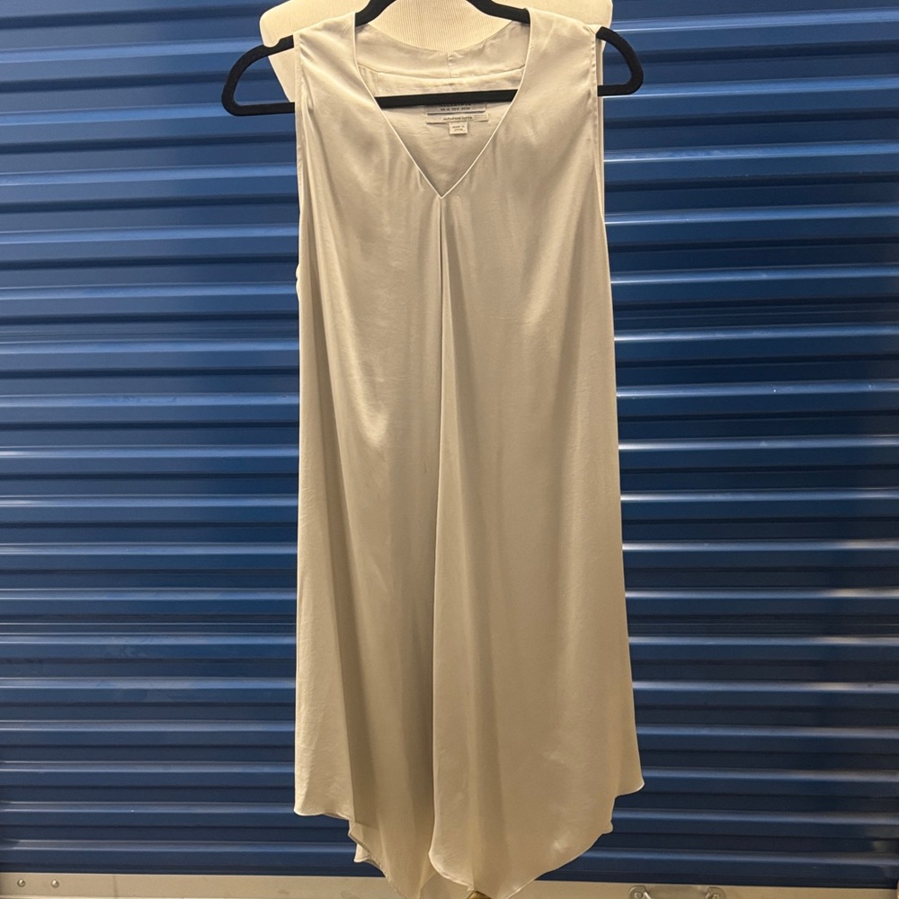 All Saints Cream Asymmetrical V-Neck Sleeveless Dress